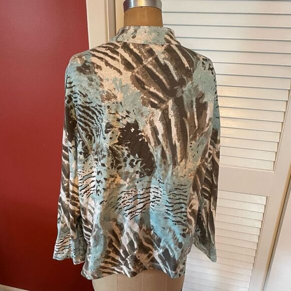 WEEKENDS BY CHICO’S | blue brown abstract pattern athletic jacket size 3 or L - Picture 4 of 5